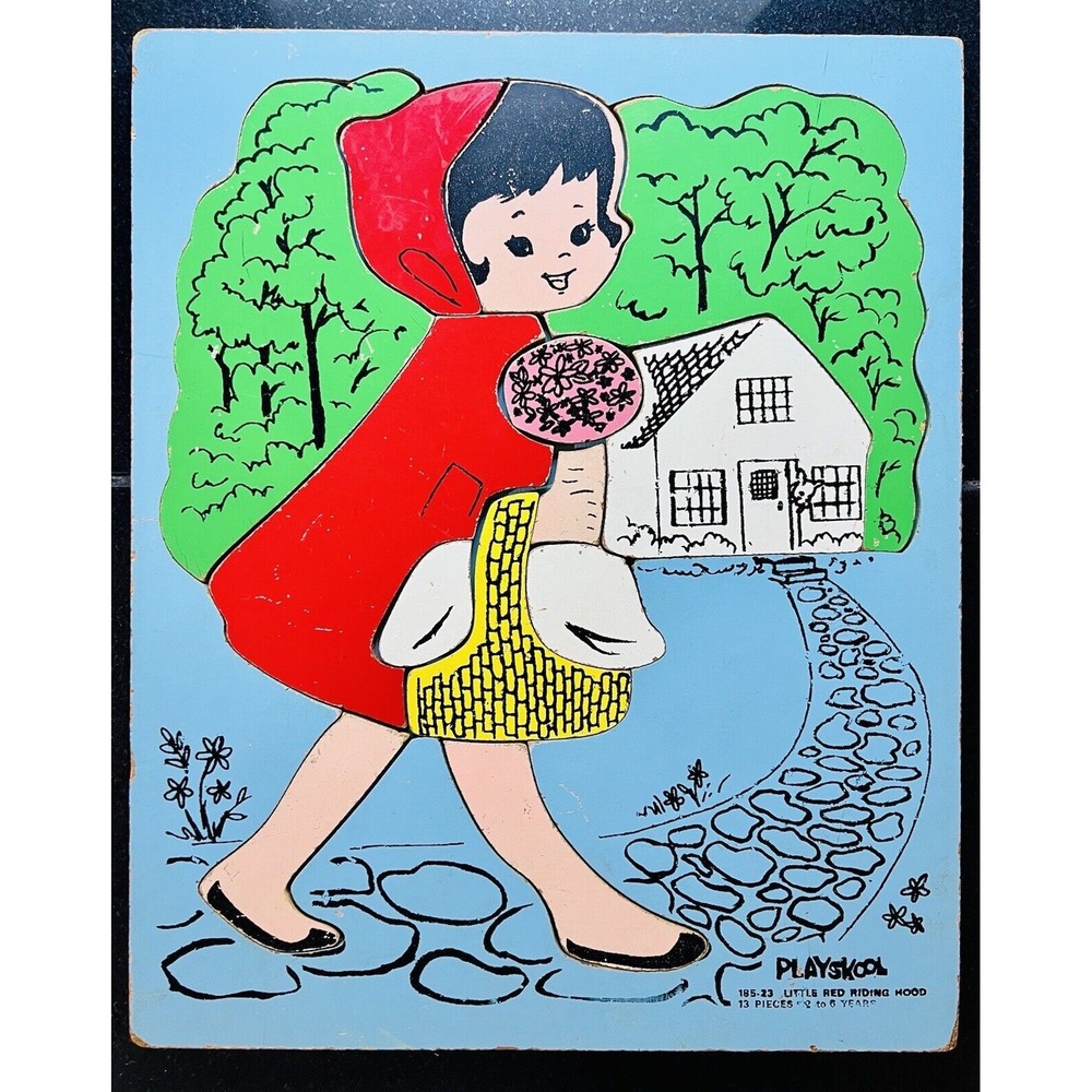 PLAYSKOOL Little Red Riding Hood Wooden Puzzle Vintage 13 pieces‎ #185-23